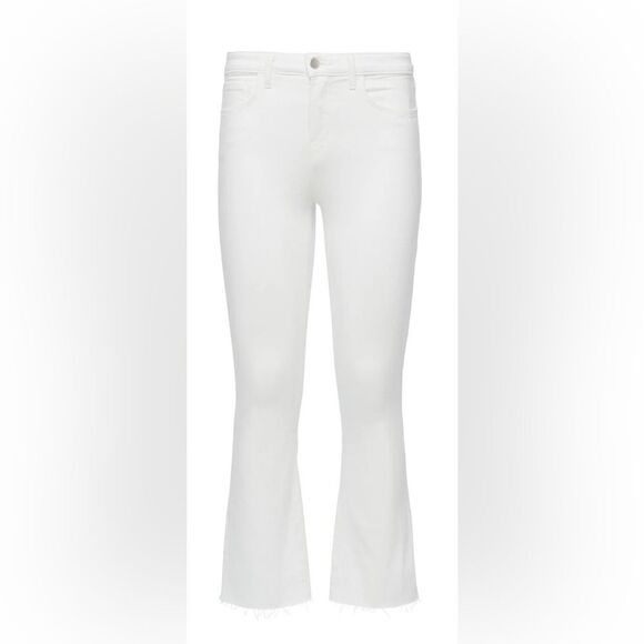 L'agence Kendra High-Rise Cropped Flare Leg Coated Jeans in White Women's 30 - Picture 1 of 15